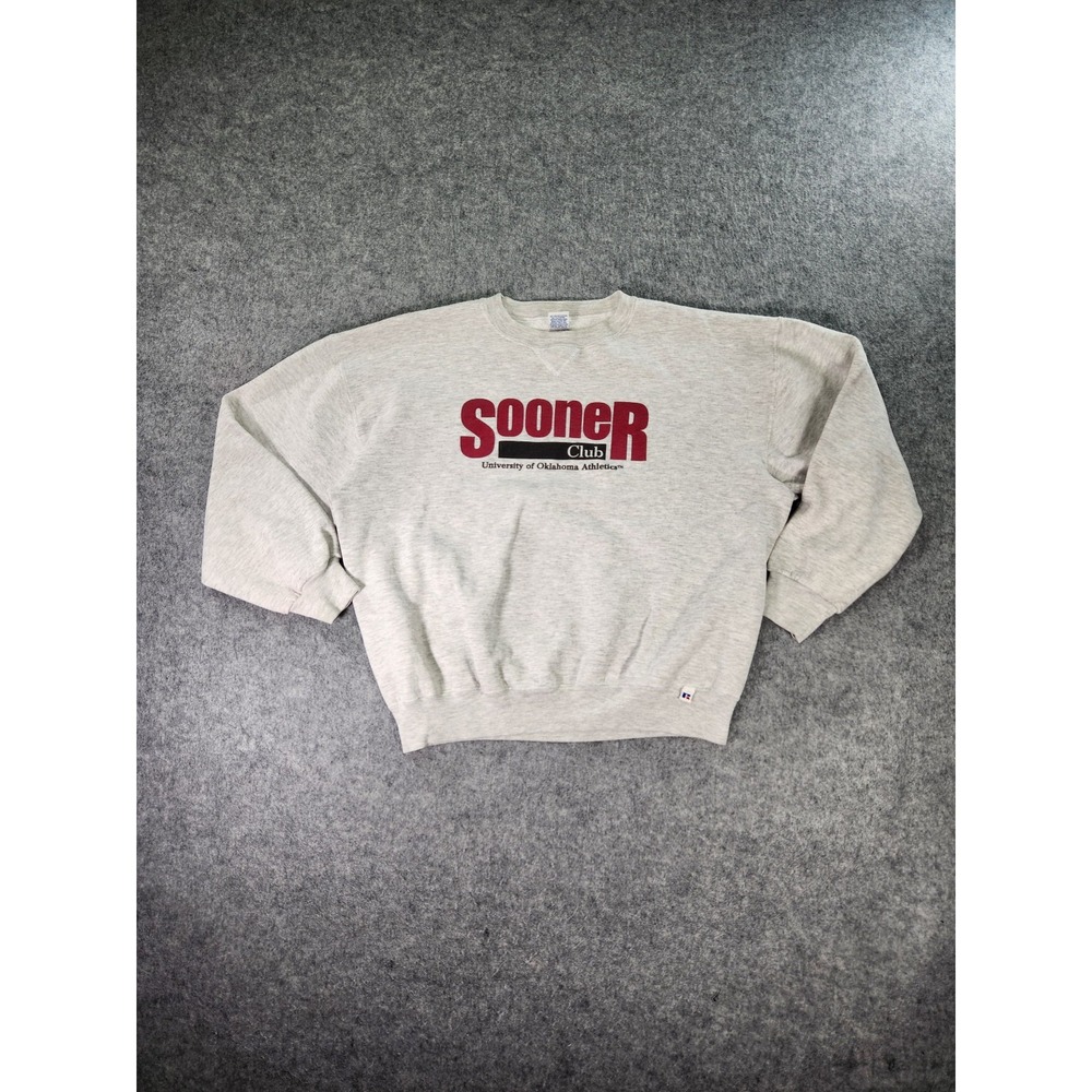 Vintage Russle Athletic Sweatshirt Mens XL Gray Sooner Club Oklahoma‎ Athletics